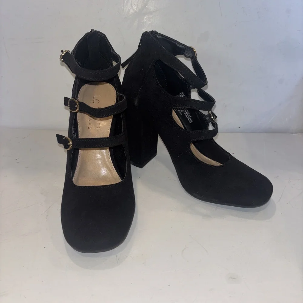 LC Lauren Conrad Black Bellflower Strappy Mary Jane Heel, Size 7